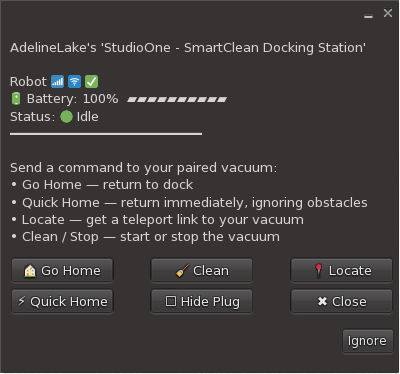 Docking station menu