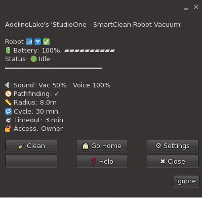 Main menu dialog